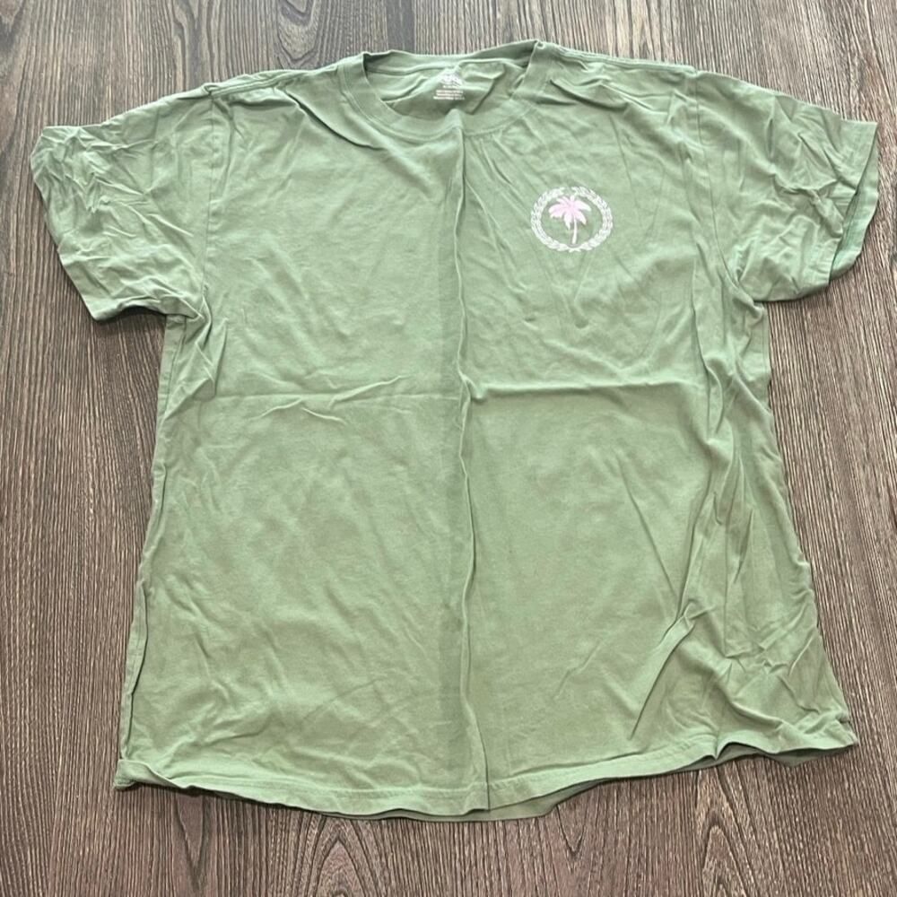 Victoria's Secret PINK Short Sleeve T-Shirt Printed Crewneck Cotton Green Size M